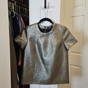 Madewell Silver Short Sleeve Tee Structured Metallic